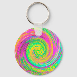 Llavero Groovy Abstract Púrpura y Amarillo líquido Swirl