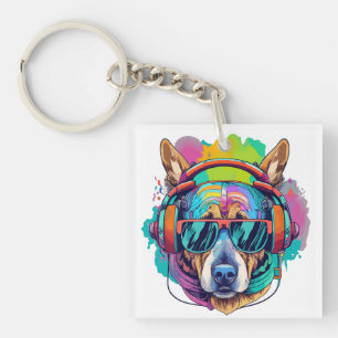 Llavero Groovy Canine Vibes : Perro Guay con audífonos