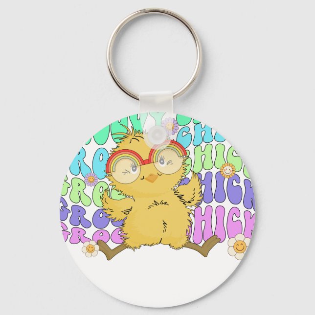 Llavero groovy chick (2), retro, vintage (Anverso)