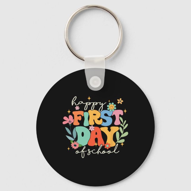 Llavero Groovy Feliz Primer Día De La Escuela De Vuelta A  (Anverso)
