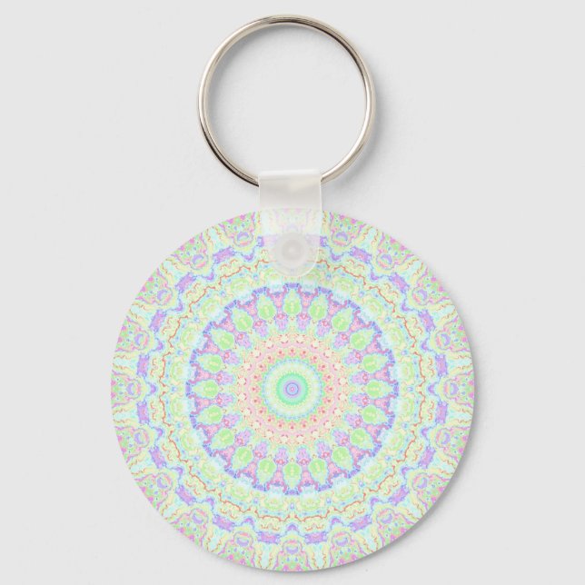 Llavero Groovy Funky Boho Hippie Arcoíris Mandala Abstract (Anverso)