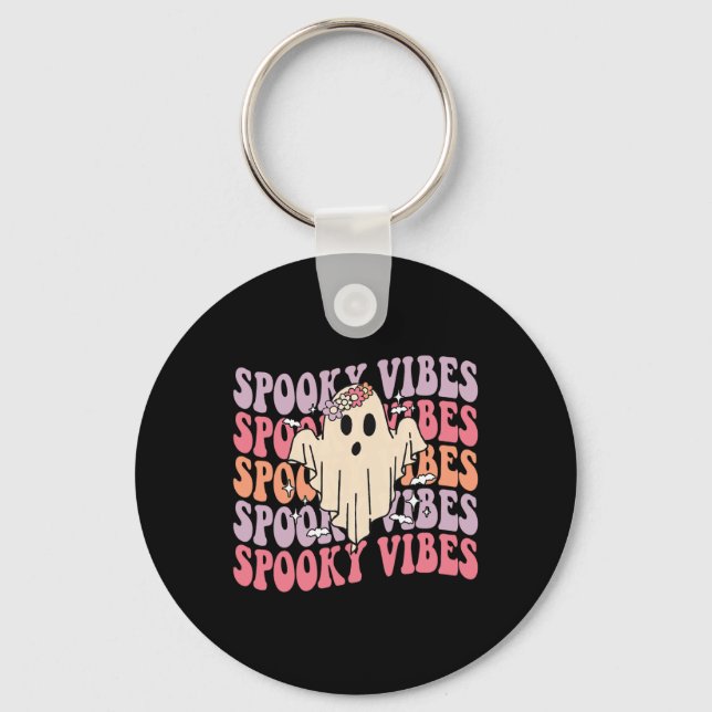 Llavero Groovy Halloween Spooky Vibes Retro Fantasma Flora (Anverso)