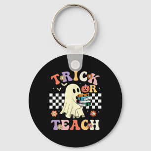 Llavero Groovy Halloween Trick O Teach Retro Floral Ghost