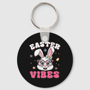 Llavero Groovy Happy Easter Cute Bunny Rabbit Face Women