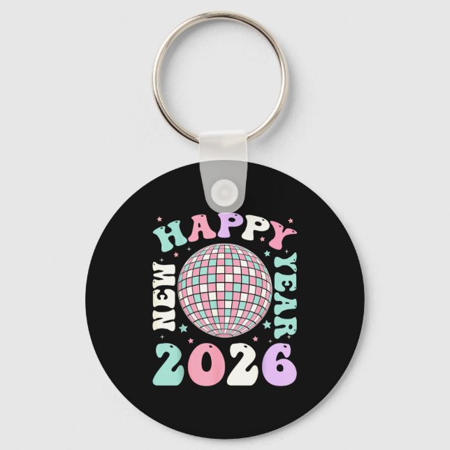 Llavero Groovy Happy New Year 2026 Disco Ball New Years Ev (Anverso)