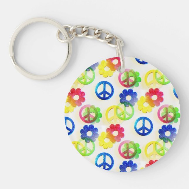 Llavero Groovy Hippie Peace anuncia esparadrapo de poder f (Frente)