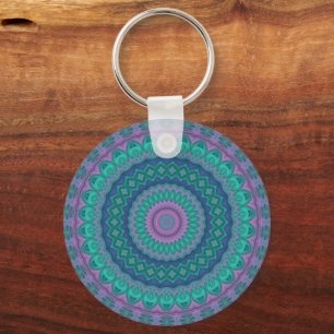 Llavero Groovy Hippie Trippy Colorido Mandala de Tonos Pre