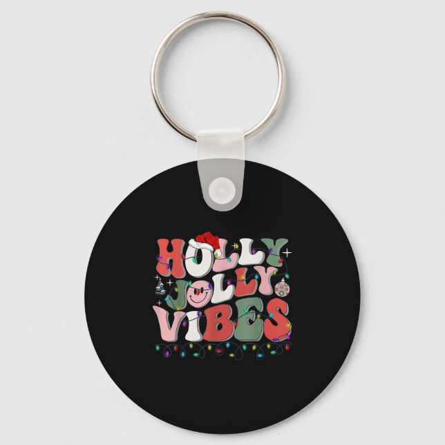 Llavero Groovy Holly Xmas Jolly Vibes Navidades Luces San (Anverso)