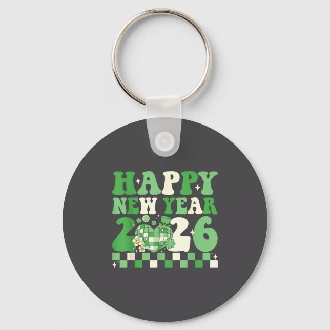 Llavero Groovy Lucky Happy New Year 2026 Disco Ball Women  (Anverso)