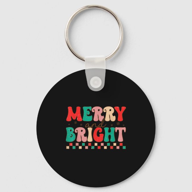 Llavero Groovy Merry And Bright Christmas Matching Family  (Anverso)