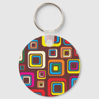 Llavero Groovy Patrón de mosaico de los años 70 cuadrado e