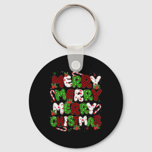 Llavero Groovy Plaid Merry Christmas Xmas Family Hens Muje