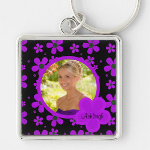 Llavero Groovy Purple and Black Photo Keychain