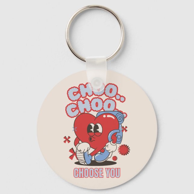 Llavero Groovy Red Heart Choo Choo Escoge A Ventiladores (Anverso)