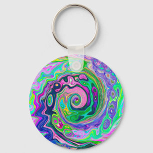 Llavero Groovy Resumen de Aqua y Navy Lava Swirl