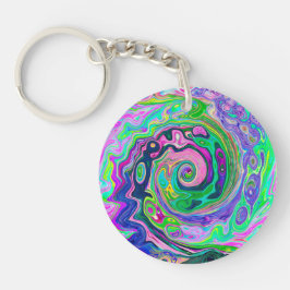 Llavero Groovy Resumen de Aqua y Navy Lava Swirl