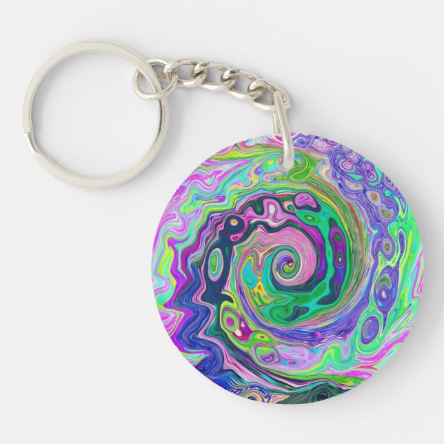 Llavero Groovy Resumen de Aqua y Navy Lava Swirl (Frente)