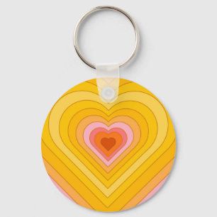 Llavero Groovy Retro Layered Heart