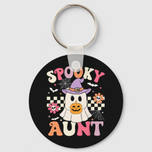 Llavero Groovy Spooky Tía Fantasma Sostengo Calabaza Hallo