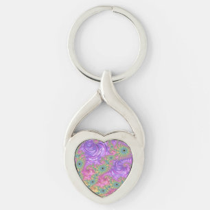 Llavero Groovy Trippy Boho Tonos de Joyas Arcoíris Fractal