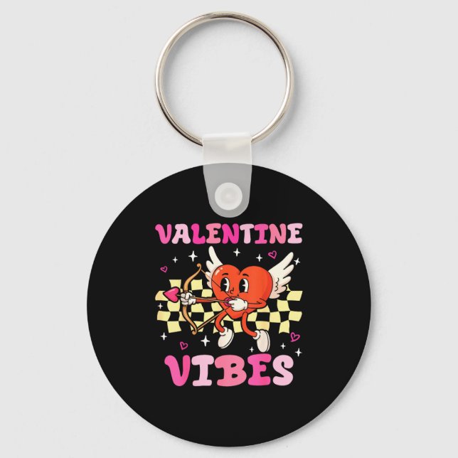 Llavero Groovy Valentine Vibes Heart Cud Women Men  (Anverso)