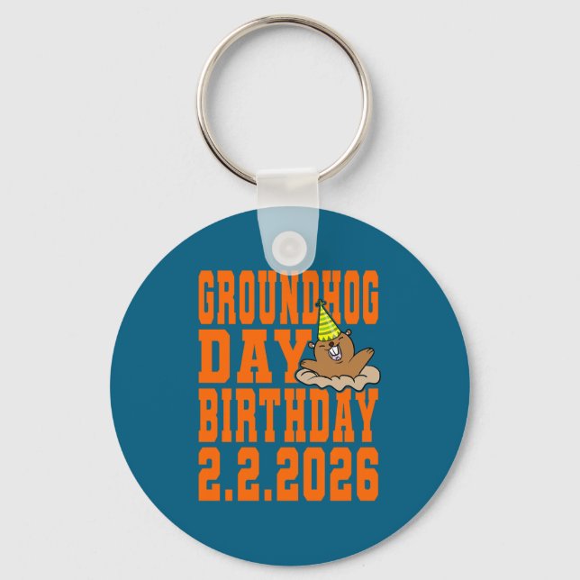 Llavero Groundhog Day Birthday February 2nd 2026 Party Ora (Anverso)