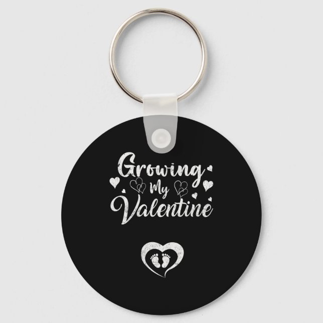 Llavero Growing My Valentine Pregnancy New Mom Valentines  (Anverso)