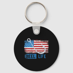 Llavero Grunge American Flag Fisherman Graphic