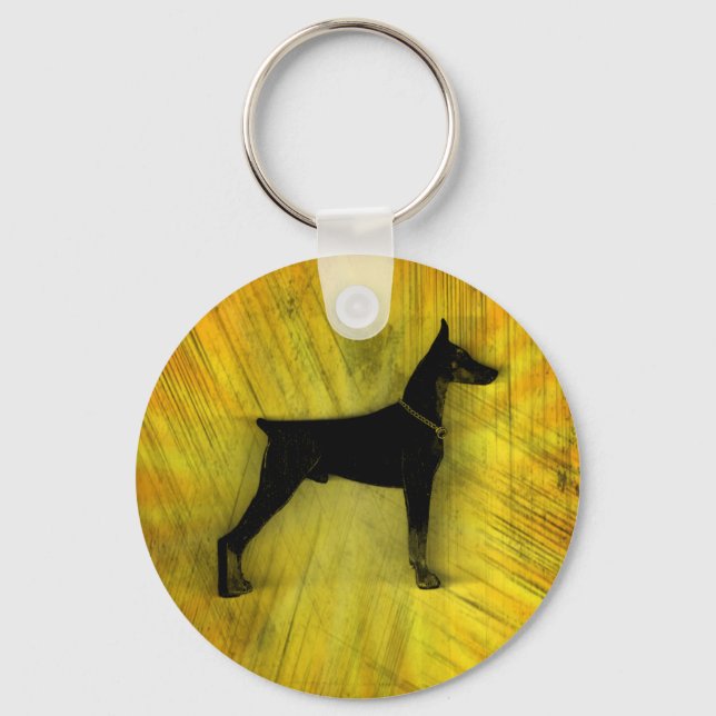 Llavero Grunge Doberman Pinscher Silhouette (Anverso)