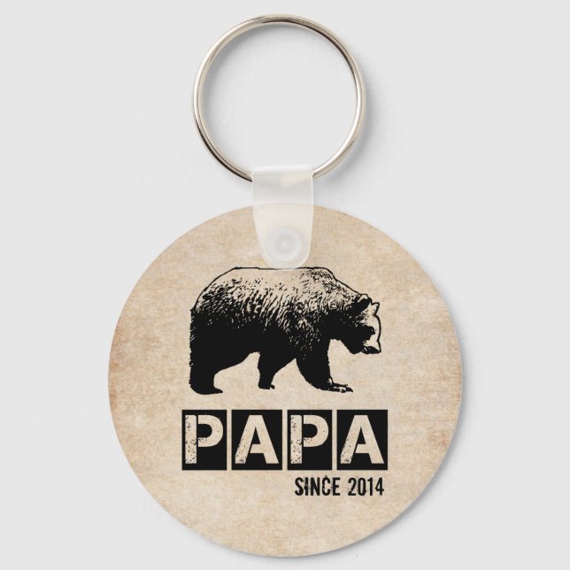 Llavero Grunge Papa Bear año de la clave de la paternidad (Anverso)