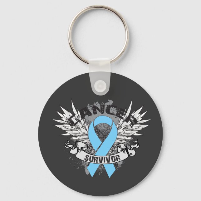Llavero Grunge Winged Ribbon Prostate Cancer Survivor (Anverso)