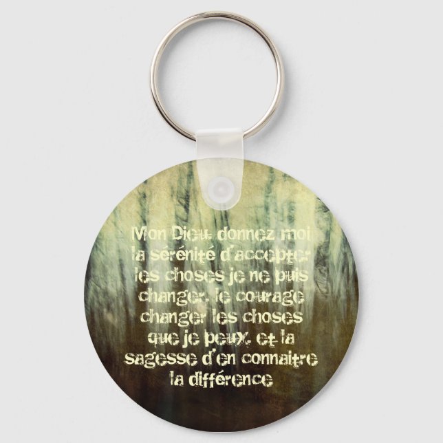 Llavero Grungy Serenity Prayer in French Keychain (Anverso)