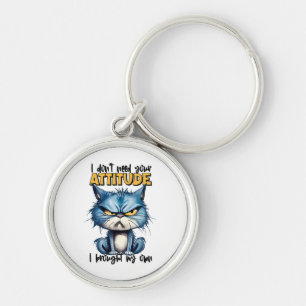 Llavero Gruñón De Un Gato Atenta Divertido Animal Sarcásti