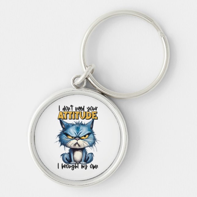 Llavero Gruñón De Un Gato Atenta Divertido Animal Sarcásti (Frente)