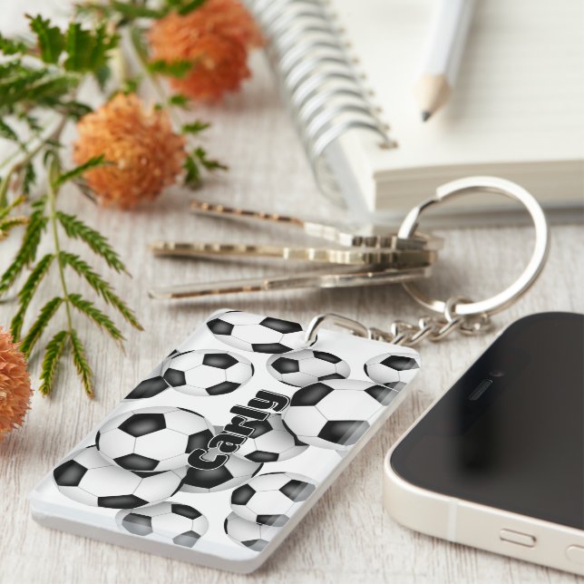 Llavero grupo de nombres de atletas de pelotas de fútbol (Frente Derecha)