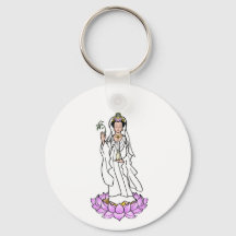 Guan Yin Bodhisattva sobre Lotus Keychain