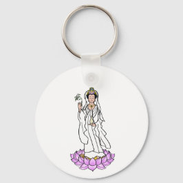 Llavero Guan Yin Bodhisattva sobre Lotus Keychain