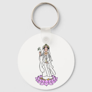 Llavero Guan Yin Bodhisattva sobre Lotus Keychain