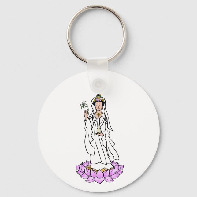 Llavero Guan Yin Bodhisattva sobre Lotus Keychain (Anverso)