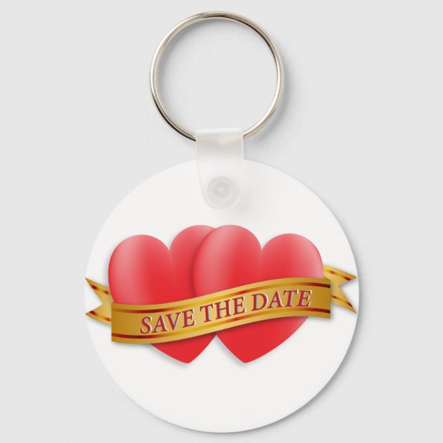 Llavero Guardar la fecha dos corazones (Anverso)