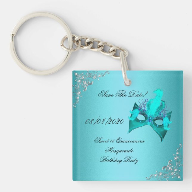 Llavero Guardar La Fecha Dulce 16 Quinceanera Masquerade V (Frente)