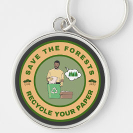 Llavero Guardar los bosques reciclar tu papel