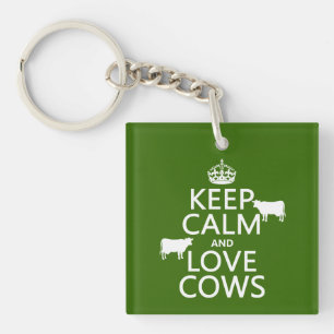 Llavero Guarde la calma y ame las vacas (todos los