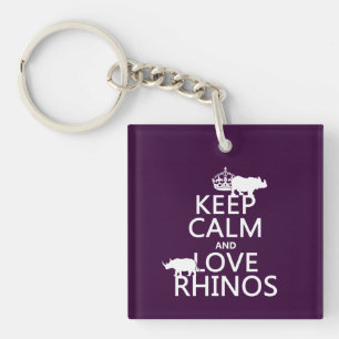 Llavero Guarde la calma y ame los Rhinos (cualquier color
