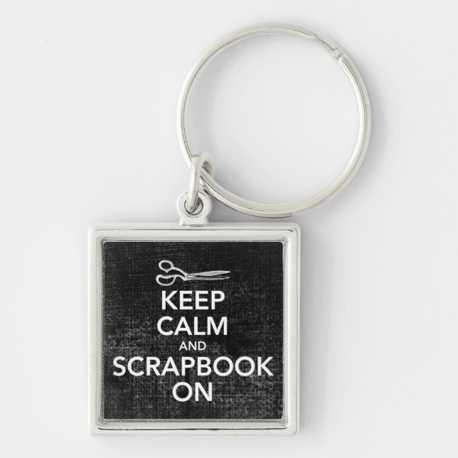 Llavero Guarde la calma y el libro de recuerdos en el (Frente)