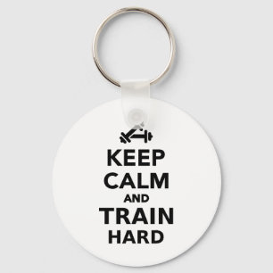 Llavero Guarde la calma y entrene difícilmente
