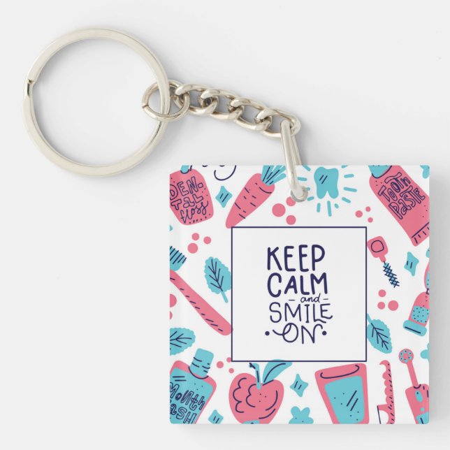 Llavero Guarde la calma y sonría en la frase linda del | (Frente)