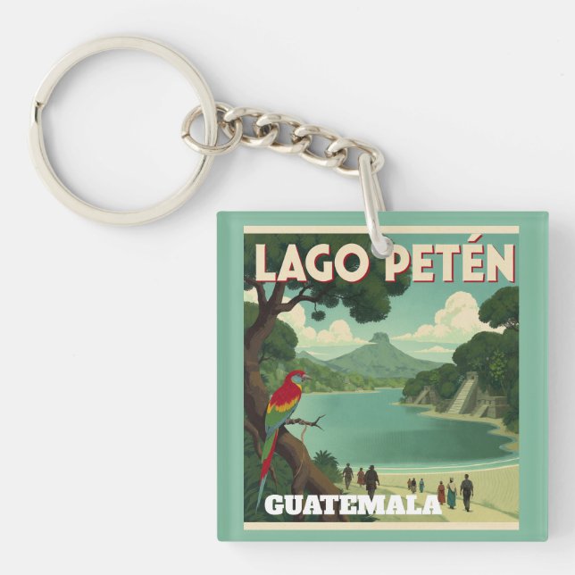Llavero  GUATEMALA LAGO PETEN Retro poster (Frente)