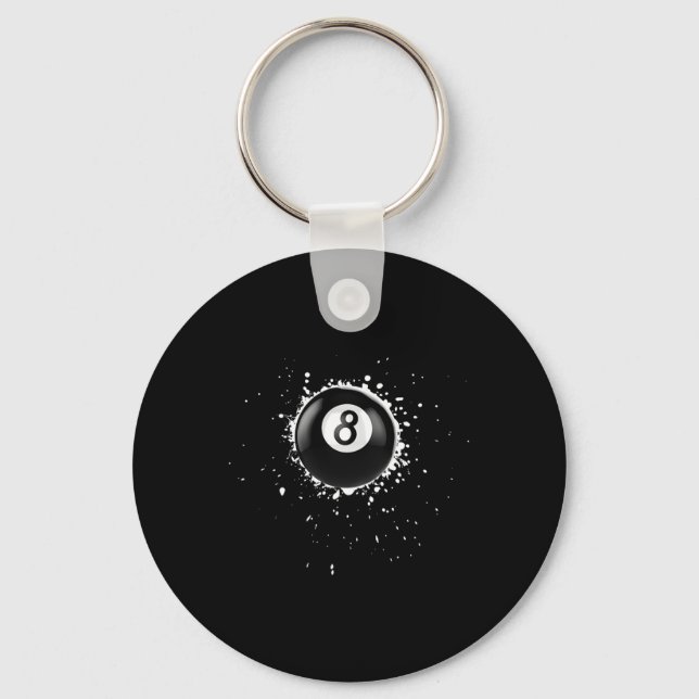Llavero Guay 8-ball Ocho Pool Billiards Paint Splatter Ei (Anverso)