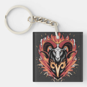 Llavero Guay Aries en llamas Diseño de Astología Zodiac
